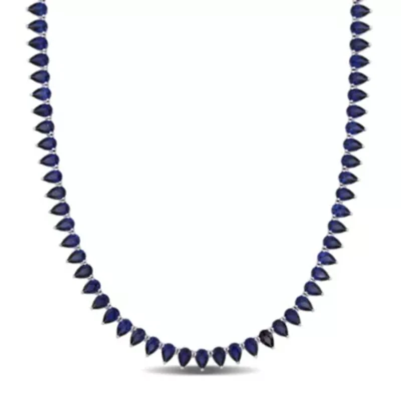 Created Sapphire Necklace Sterling Silver