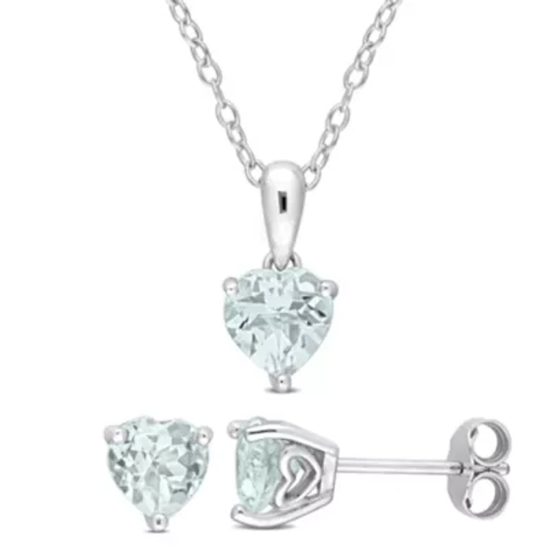 2-Piece Set of 2 ct. t.g.w. Aquamarine Earrings and Pendant with Chain in Sterling Silver
