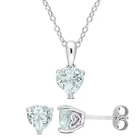 2-Piece Set of 2 ct. t.g.w. Aquamarine Earrings and Pendant with Chain in Sterling Silver