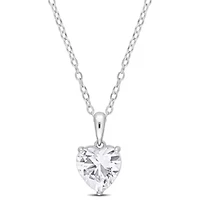 Lab Created Created White Sapphire Heart Pendant with Chain in Sterling Silver