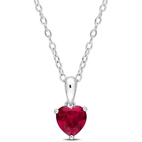 Lab Created Created Ruby Heart Pendant with Chain in Sterling Silver