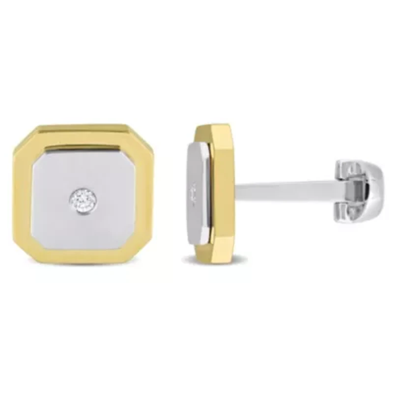 1/10 ct. t.w. Diamond Cufflink Pin in 14K Two-Tone Gold