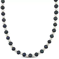 Freshwater Cultured Pearl Men's Necklace with Sterling Silver Clasp