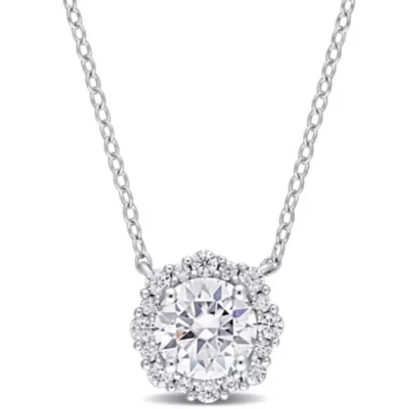 Lab Created Created White Moissanite Necklace in Sterling Silver