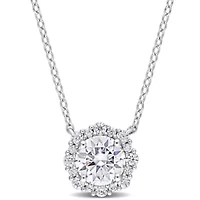 Lab Created Created White Moissanite Necklace in Sterling Silver