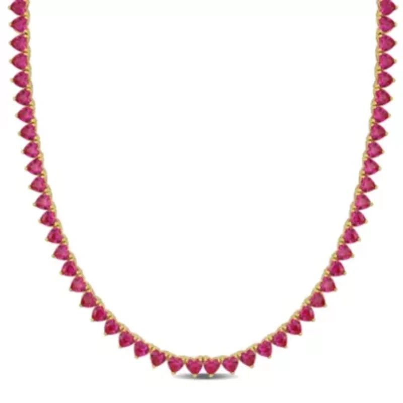 Lab Created Created Ruby Necklace in Yellow Plated Sterling Silver