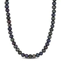 Black Freshwater Cultured Pearl Necklace with Sterling Silver Clasp