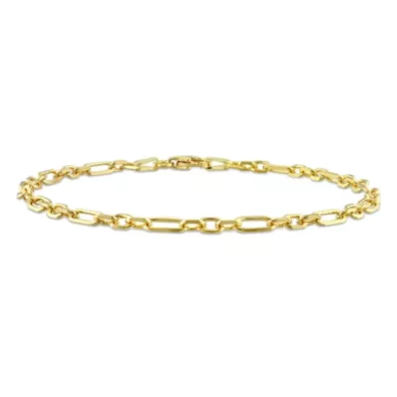 3MM Figaro Rolo Bracelet in Yellow Plated Sterling Silver