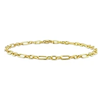 3MM Figaro Rolo Bracelet in Yellow Plated Sterling Silver