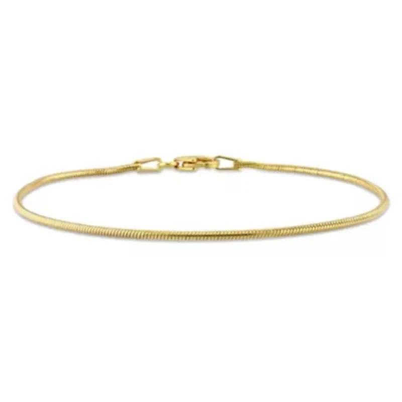 1.2MM Snake Chain Bracelet in 18K Yellow Gold Plated Sterling Silver
