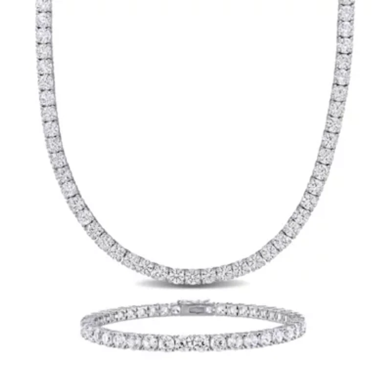 Lab Created 2-Pc Set of Created White Sapphire Tennis Bracelet and Necklace in Sterling Silver