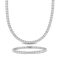Lab Created 2-Pc Set of Created White Sapphire Tennis Bracelet and Necklace in Sterling Silver