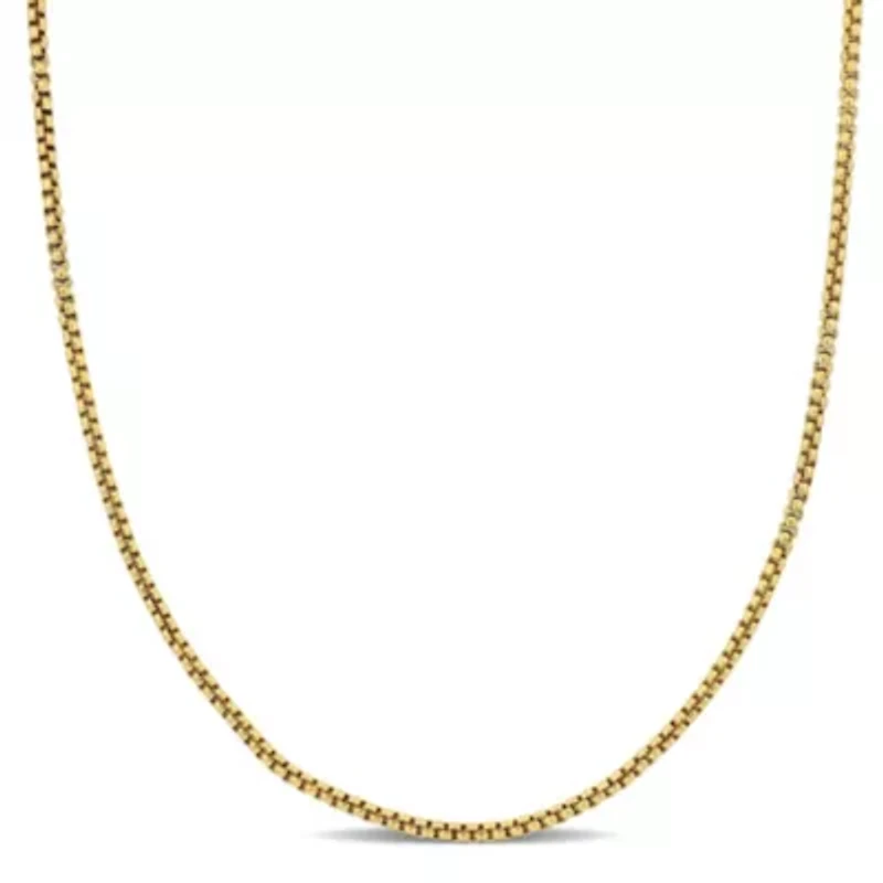 Hollow Round Box Link Necklace in 14k Yellow Gold
