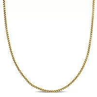 Hollow Round Box Link Necklace in 14k Yellow Gold