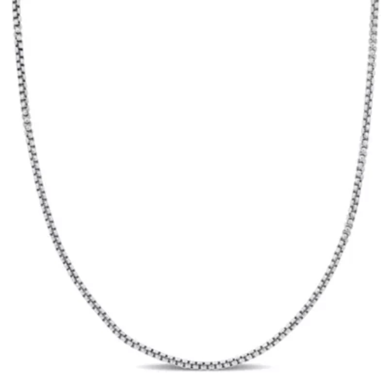 Hollow Round Box Link Necklace in 14k White Gold