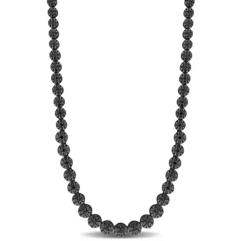 7/8 ct. t.w. Black Diamond Tennis Necklace in Sterling Silver