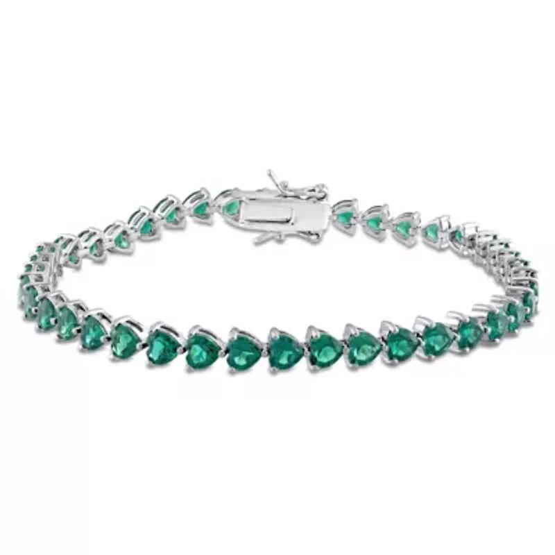 Lab Created Created Emerald Tennis Bracelet in Sterling Silver