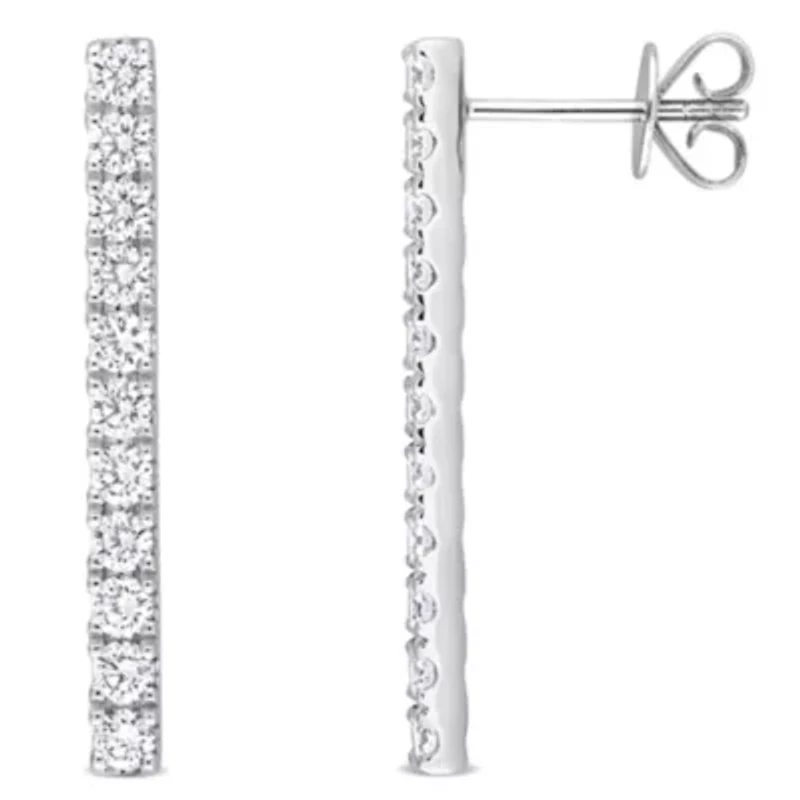 1 ct. t.w. Diamond Drop Post Earrings in 14K White Gold
