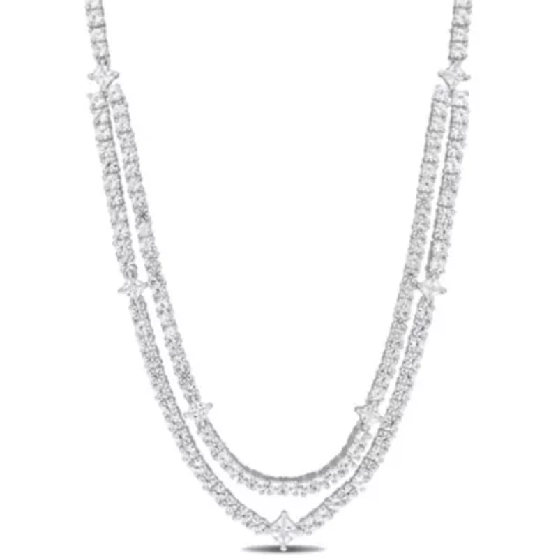 Lab Created Created White Sapphire Necklace in Sterling Silver