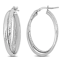 3MM Entwined Hoop Earrings in Sterling Silver