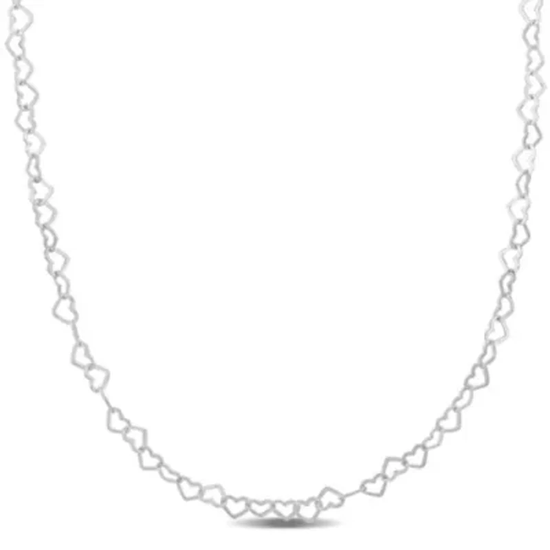 3MM Heart Link Necklace in Sterling Silver - 16"