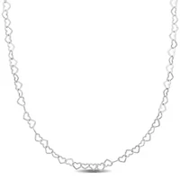 3MM Heart Link Necklace in Sterling Silver - 18"