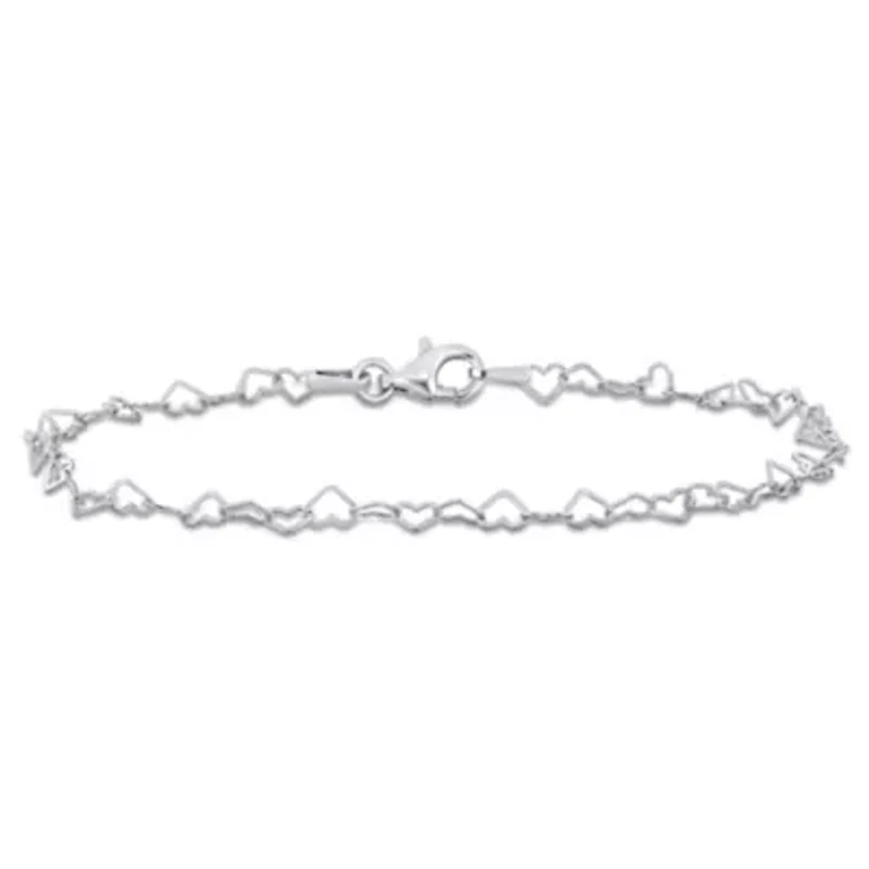 3MM Heart Link Bracelet in Sterling Silver - 7.5