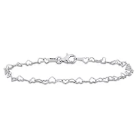 3MM Heart Link Bracelet in Sterling Silver - 7.5