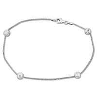 6MM Ball Station Chain Anklet in Sterling Silver