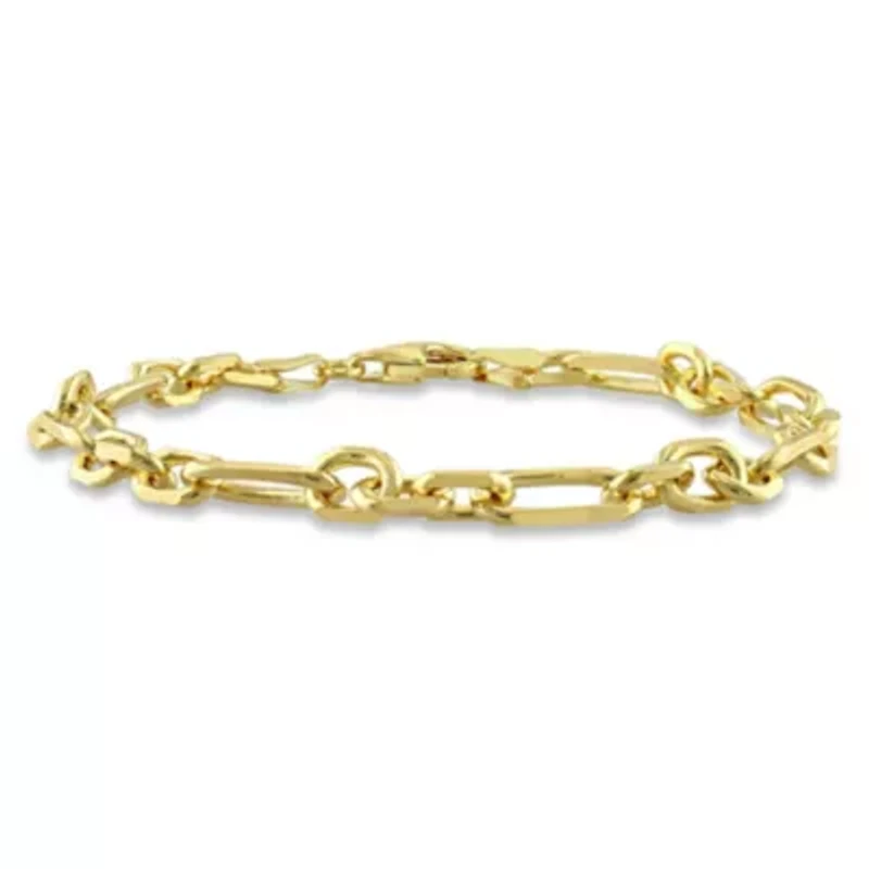 6MM Figaro Rolo Bracelet in Yellow Plated Sterling Silver