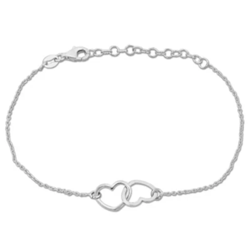 Double Heart Chain Bracelet in Sterling Silver