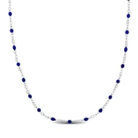 Blue Enamel Bead Station Forzatina Brill Necklace in Sterling Silver