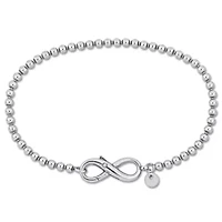 Bead Link Bracelet with Infinity Clasp in Sterling Silver