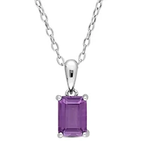 Lab Created Simulated Alexandrite Solitaire Classic Basket Setting Pendant with Chain in Sterling Silver