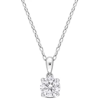 White Topaz Solitaire Design Pendant with Chain in Sterling Silver