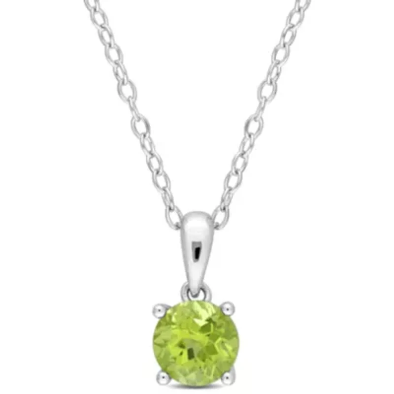 Peridot Solitaire Design Pendant with Chain in Sterling Silver