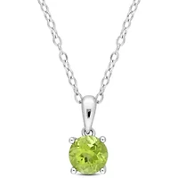 Peridot Solitaire Design Pendant with Chain in Sterling Silver