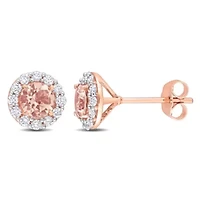 Morganite and 3/8 ct. t.w. Diamond Stud Earrings in 10K Rose Gold