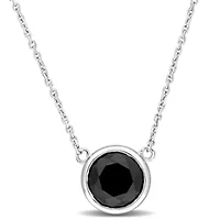 2 ct. t.w. Black Diamond Solitaire Necklace in 14K White Gold