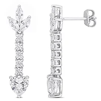 Lab Created Created White Sapphire Drop Earrings in Sterling Silver