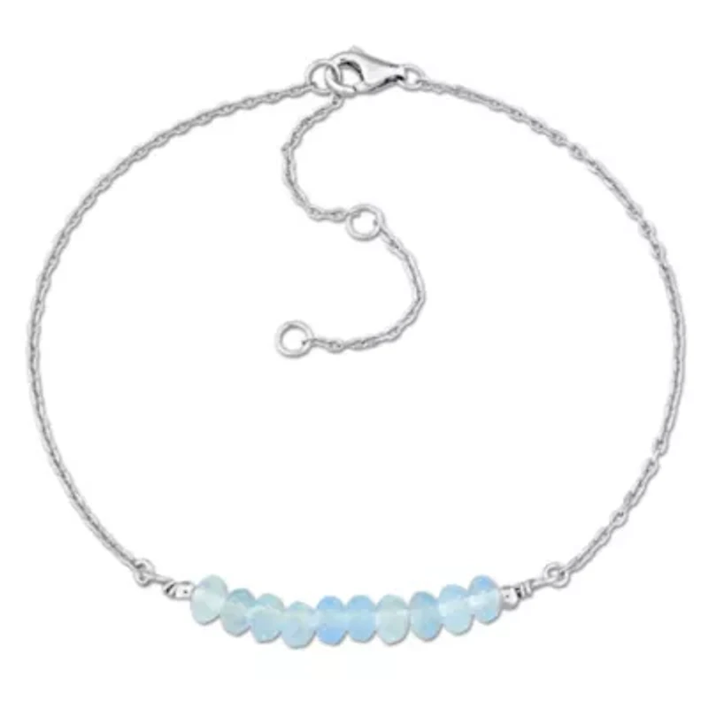 Aquamarine Bead Bracelet in Sterling Silver
