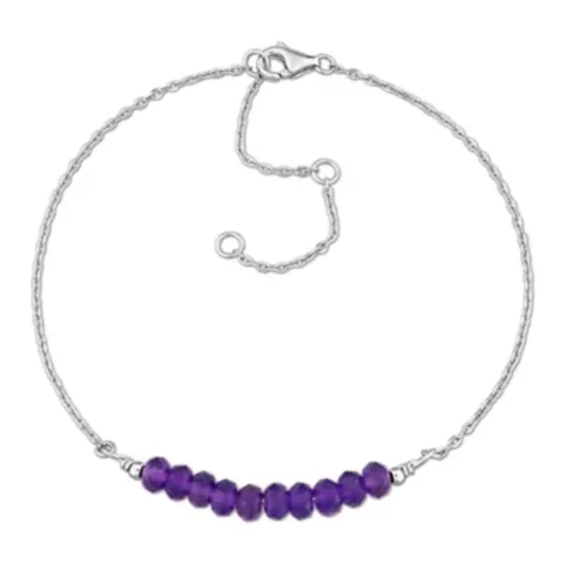 Amethyst Bead Bracelet in Sterling Silver