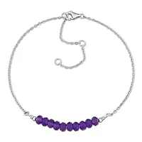 Amethyst Bead Bracelet in Sterling Silver