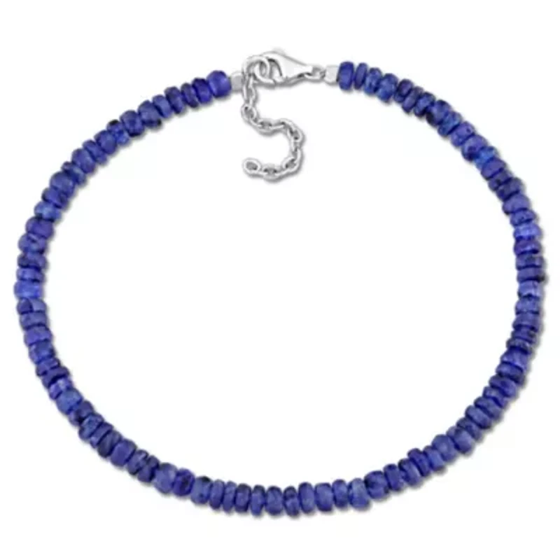 Blue Sapphire Beaded Bracelet in Sterling Silver
