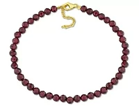 Garnet Facetted Beaded Bracelet in Yellow Plated Sterling Silver