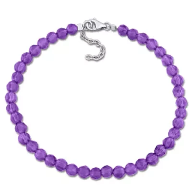 Amethyst Facetted Bead Bracelet in Sterling Silver