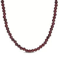 Garnet Facetted Bead Necklace in Yellow Plated Sterling Silver