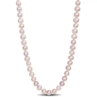 6.5-7mm Pink Freshwater Cultured Pearl Necklace with Sterling Silver Fisheye Clasp