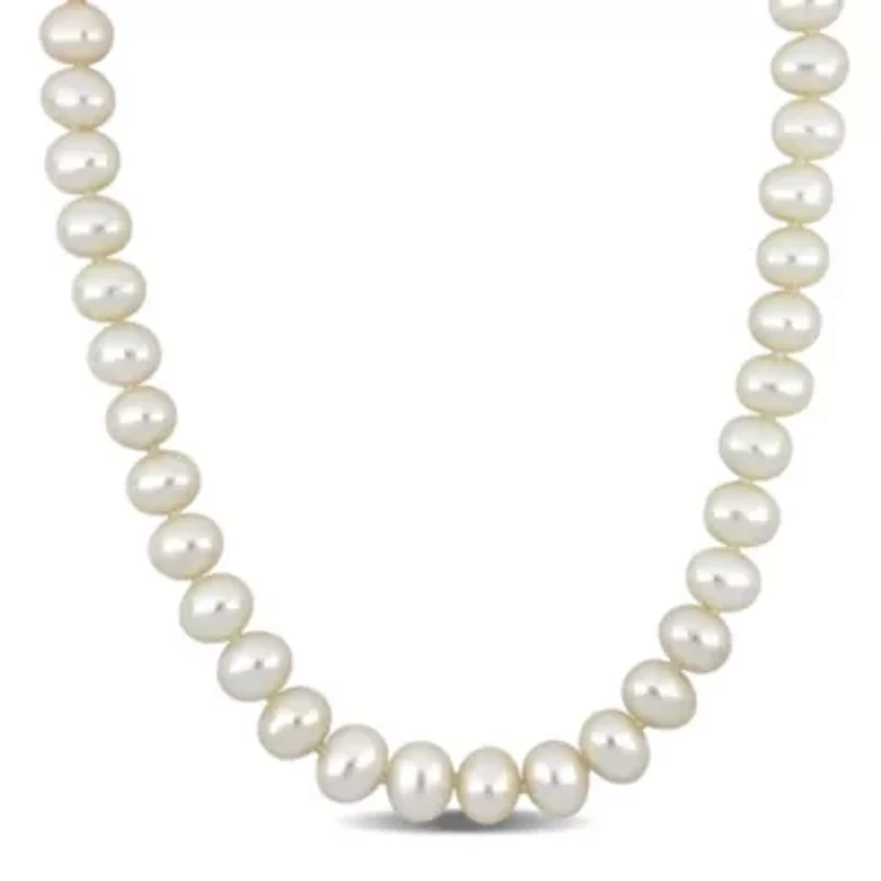 8-9mm Freshwater Cultured Pearl Necklace with Sterling Silver Ball Clasp
