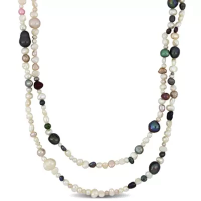 3-9mm Multi-Color  Freshwater Cultured Pearl Endless Necklace